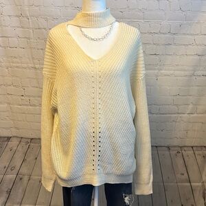 Cream V-Neck Women's Sweater